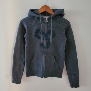 Aritzia TNA gray Pacific hoodie with teal embroidery xxs